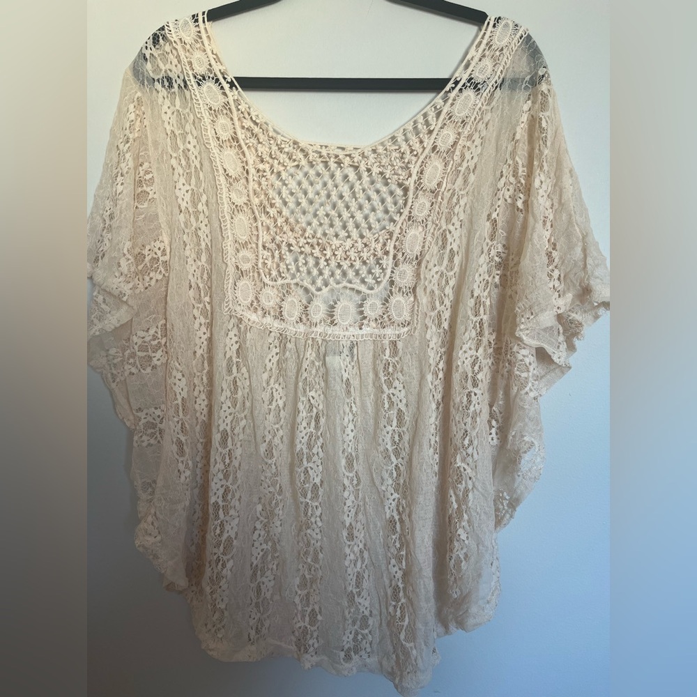 Lace blouse with open back